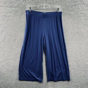 Chicos Women Cropped Pants 1 Medium Blue High Rise Pull On Elastic Waist Stretch